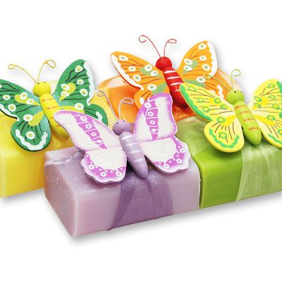 Sheep milk soap 100g decorated with a butterfly, sorted 