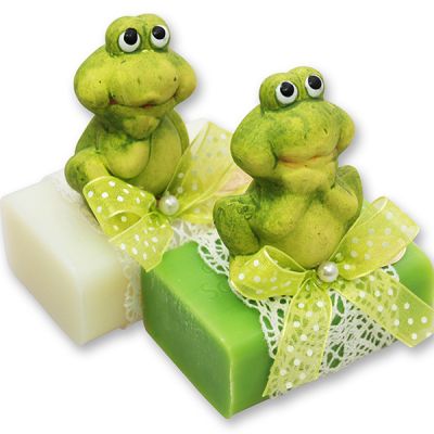 Schafmilchseife eckig 100g dekoriert mit Frosch, Classic/Apfel 