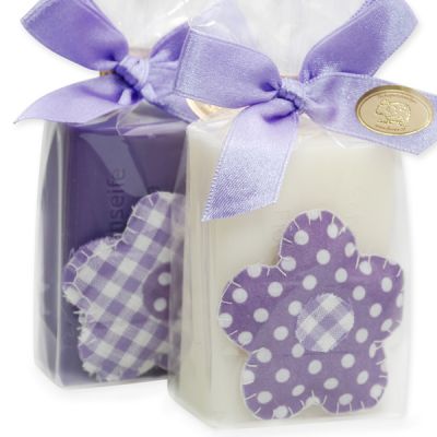 Sheep milk soap 100g decorated with a flower in a cellophane, Classic/lavender-limon 