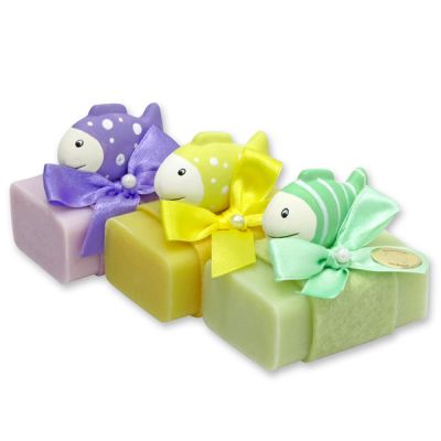 Sheep milk soap 100g, decorated with a fish, sorted 