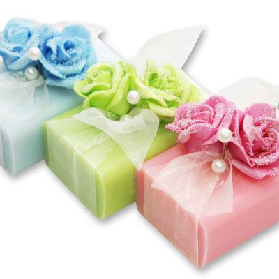 Sheep milk soap 100g, decorated with roses, sorted 