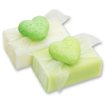 Schafmilchseife eckig 100g dekoriert mit Herz, Classic/Lindenblüte 