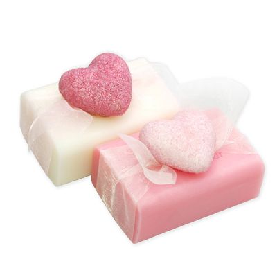 Sheep milk soap 100g, decorated with a heart, Classic/rose diana 