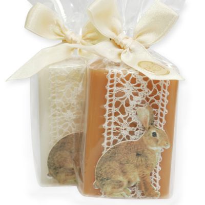Sheep milk soap 100g decorated with a rabbit in a cellophane, Classic/quince 