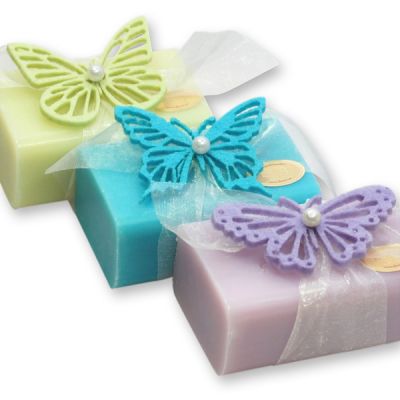 Sheep milk soap 100g, decorated with a felt butterfly, sorted 