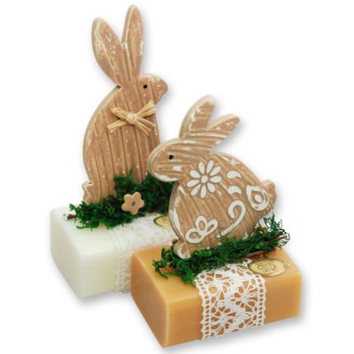 Sheep milk soap 100g, decorated with a rabbit, Classic/quince 