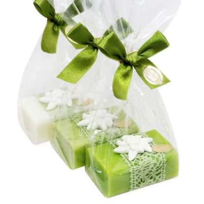 Sheep milk soap 100g decorated with an edelweiss in a cellophane, sorted 