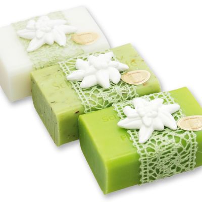 Sheep milk soap 100g decorated with an edelweiss, sorted 