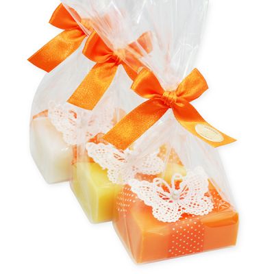 Sheep milk soap 100g decorated with a crocheted butterfly packed in a cellophane bag, Classic/Freesia/Grapefruit 