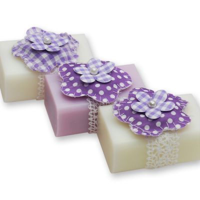Sheep milk soap 100g decorated with a flower, Classic/lilac 