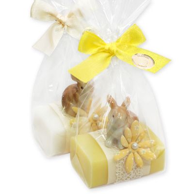Sheep milk soap 100g decorated with a rabbit in a cellophane, Classic/grapefruit 