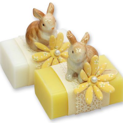 Sheep milk soap 100g, decorated with a rabbit, Classic/grapefruit 