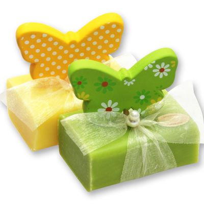 Sheep milk soap 100g, decorated with a butterfly, Grapefruit/ginko 