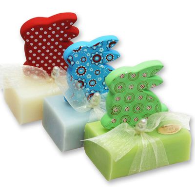 Sheep milk soap 100g, decorated with a rabbit, sorted 