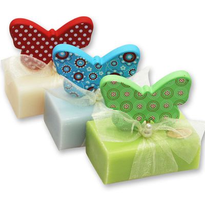 Sheep milk soap 100g, decorated with a  butterfly, sorted 