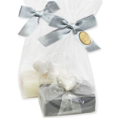 Sheep milk soap 100g, decorated with heart in a cellophane, Classic/christmas rose 