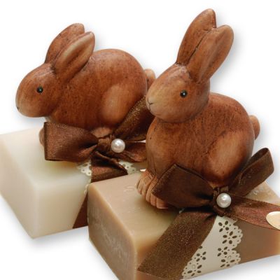 Sheep milk soap 100g, decorated with a rabbit, Classic/vanilla 