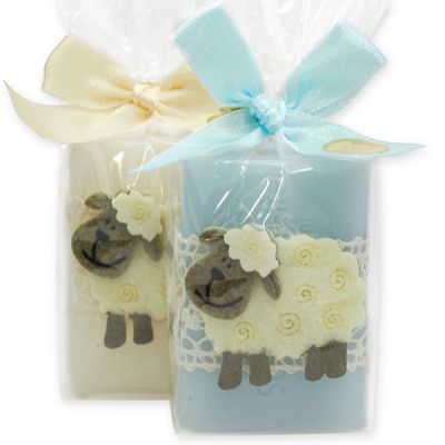 Sheep milk soap 100g decorated with a sheep in a cellophane, Classic/forget me not 