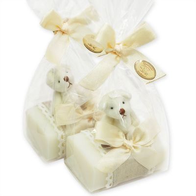 Sheep milk soap 100g decorated with a teddy packed in a cellophane bag, Classic 