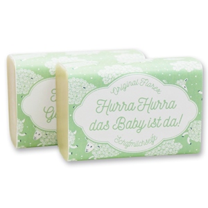 Sheep milk soap 100g without palm oil, decorated with a sheep ribbon, Baby soap 