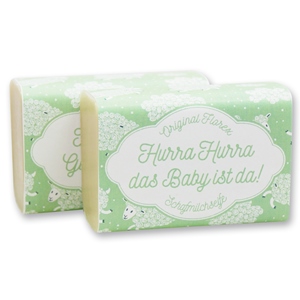 Sheep milk soap without palm oil 100g decorated with a sheep ribbon, Baby soap 