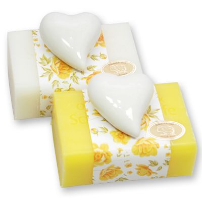 Sheep milk soap 100g decorated with a heart, Classic/frangipani 