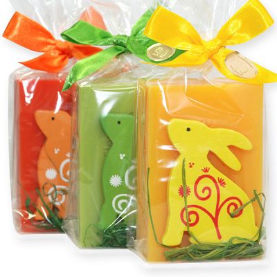 sheep milk soap 150g, decorated with a wooden rabbit in a cellophane, sorted 