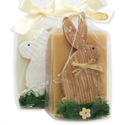 Sheep milk soap 150g, decorated with a rabbit in a cellophane, Classic/quince 