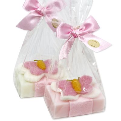 Sheep milk soap 150g, decorated with a butterfly in a cellophane, Classic/magnolia 