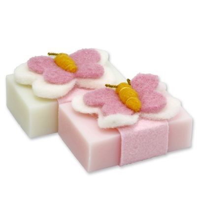Sheep milk soap 150g, decorated with a butterfly, Classic/magnolia 