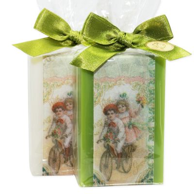 Sheep milk soap 150g, decorated with a ribbon "nostalgia" in a cellophane, Classic/apple 