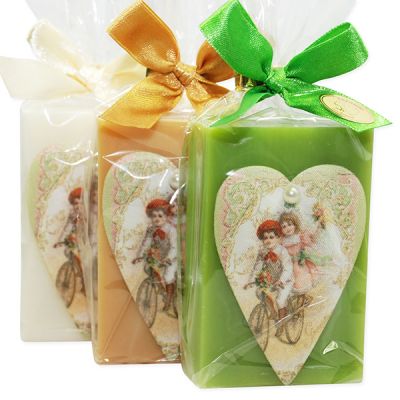 Sheep milk soap 150g, decorated with a heart 'nostalgia' in a cellophane, sorted 