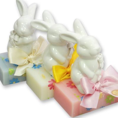 Sheep milk soap 150g, decorated with a rabbit, sorted 