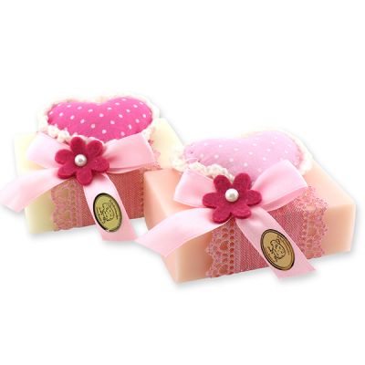 Sheep milk soap 150g decorated with a heart, Classic/Peony 