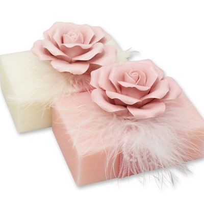 Sheep milk soap 150g, decorated with a rose, Classic/peony 