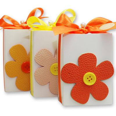 Sheep milk soap 100g, in a bow-drawer decorated with a flower, sorted 