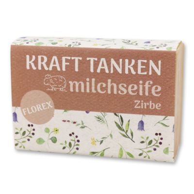 Schafmilchseife eckig 150g "Kraft tanken", Zirbe 