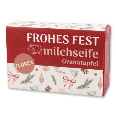 Schafmilchseife eckig 150g "Frohes Fest", Granatapfel 