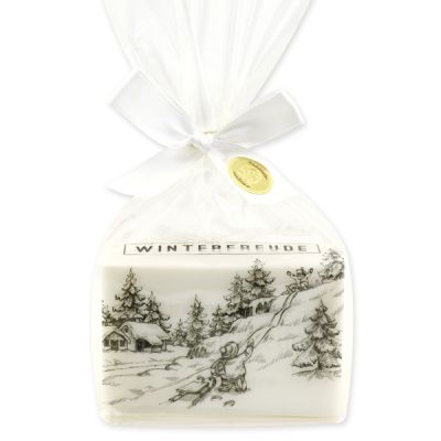 Sheep milk soap 150g packed in a cellophane bag "Winterfreude", Christmas rose white 