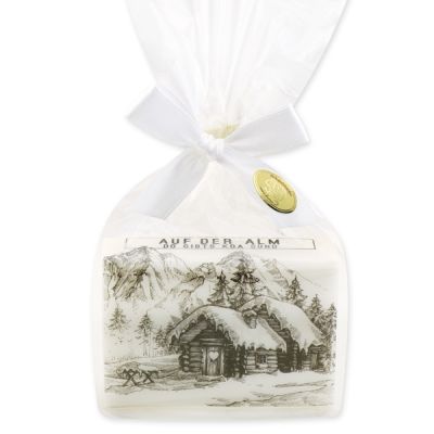 Schafmilchseife eckig 150g in Cello "Auf da Alm", Schneerose 