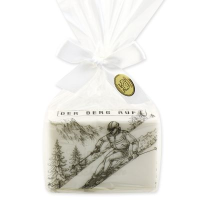 Sheep milk soap 150g packed in a cellophane bag "Der Berg ruft", Christmas rose white 