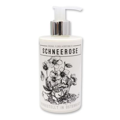 Body milk with organic sheep milk 250ml in a dispenser "Schneerose", Christmas rose white 