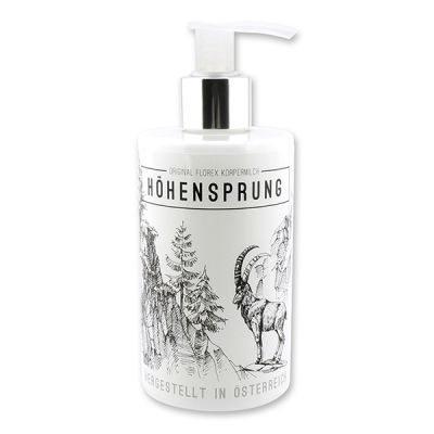 Body milk with organic sheep milk 250ml in a dispenser "Höhensprung", Swiss pine 
