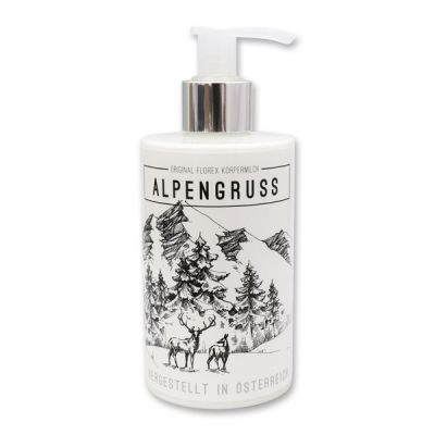 Body milk with organic sheep milk 250ml in a dispenser "Alpengruß", Swiss pine 