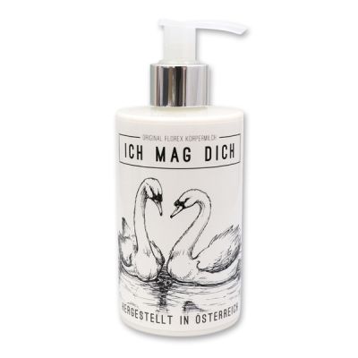 Body milk with organic sheep milk 250ml in a dispenser "Ich mag dich", Almond oil 