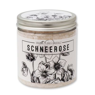 Bath salt 300g in a container "Schneerose", Christmas rose white 