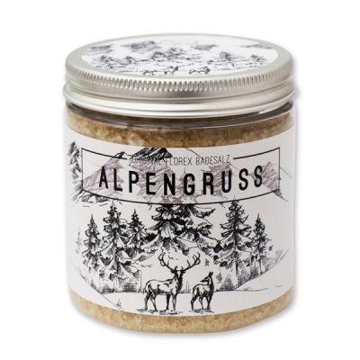 Badesalz 300g in der Dose "Alpengruß", Zirbe 