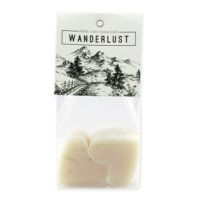 Sheep milk soap heart 4x23g packed in a cellophane bag "Wanderlust", Edelweiss 
