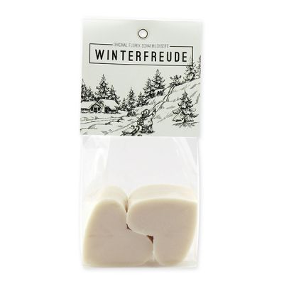 Schafmilchseife Herz mittel 4x23g in Cello "Winterfreude", Schneerose 