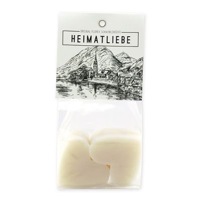 Sheep milk soap heart 4x23g packed in a cellophane bag "Heimatliebe", Edelweiss 